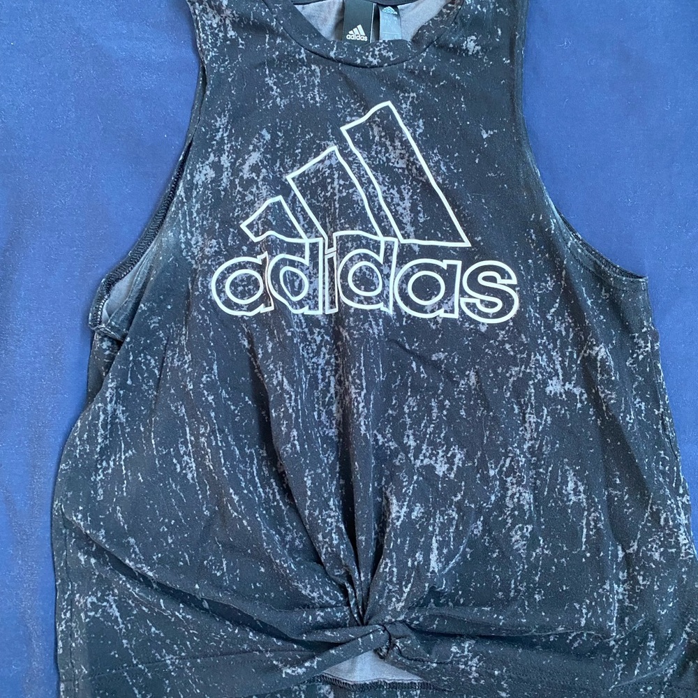 Black marble front tie Adidas shirt